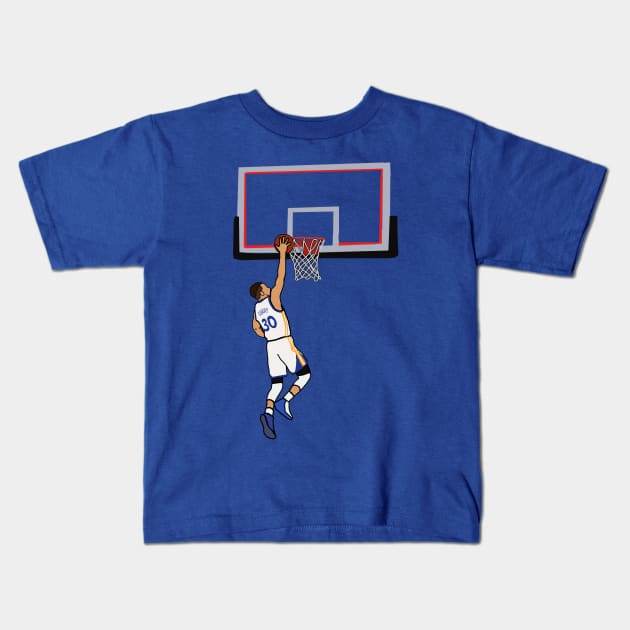 Steph Curry Misses The Dunk - NBA Golden State Warriors Kids T-Shirt by xavierjfong